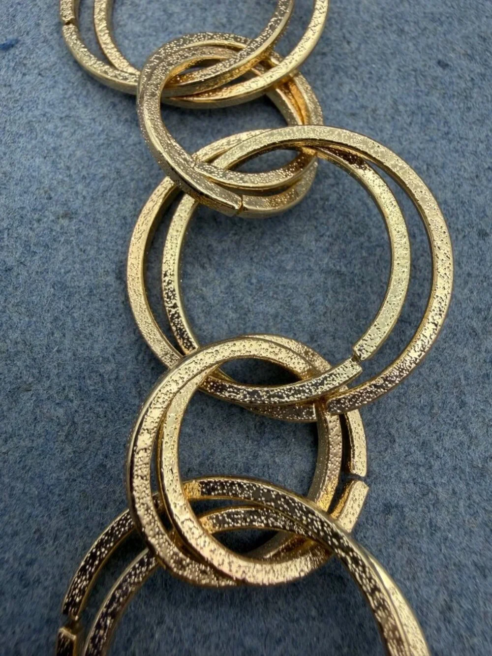 Textured Circle Link Bracelet 7 In Gold Adjustable Chain Retro Vintage MCM Glam